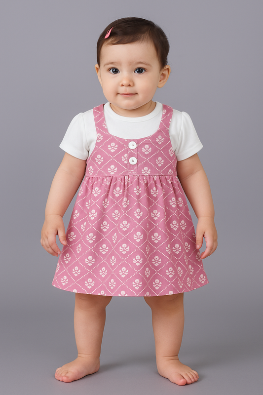 REHOO Baby Pink Printed Frock
