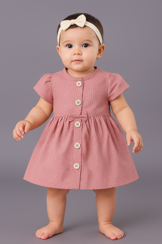 REHOO Baby Pink Dot Pattern Frock