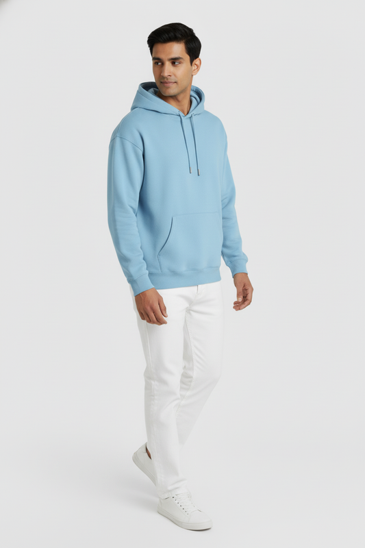 Men Regular Fit Hoodie Cool Blue