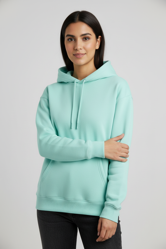 Women Regular Fit Hoodie Mint