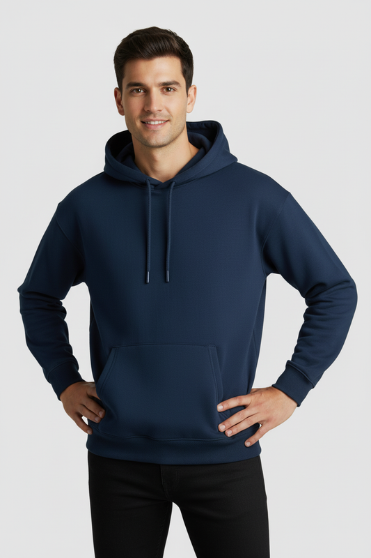 Men Regular Fit Hoodie Navy