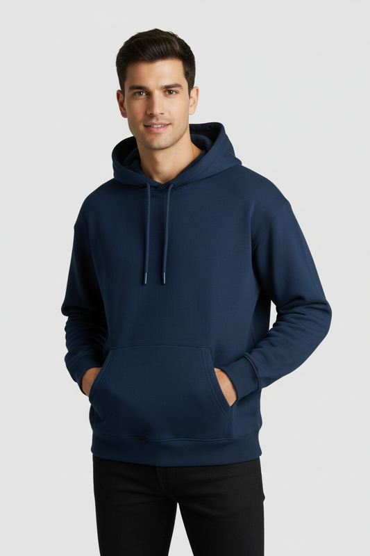 Men Regular Fit Hoodie Navy