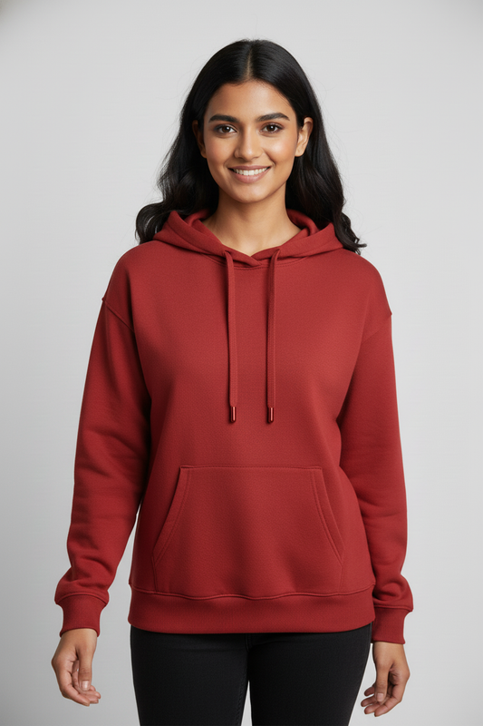 Women Regular Fit Hoodie Red