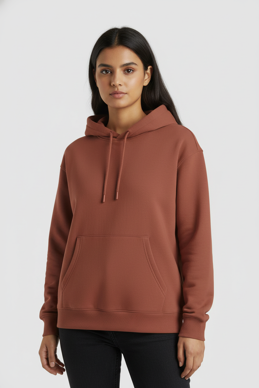 Women Regular Fit Hoodie Coral Red