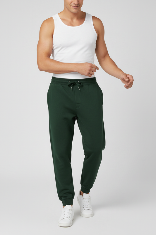 Men Regular Fit Joggers Bottle Green