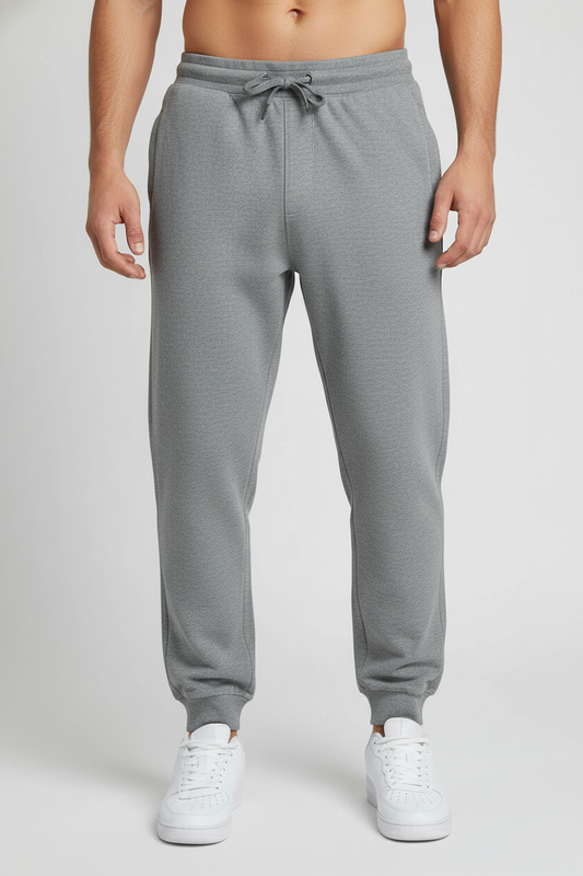 Men Regular Fit Joggers Grey Melange