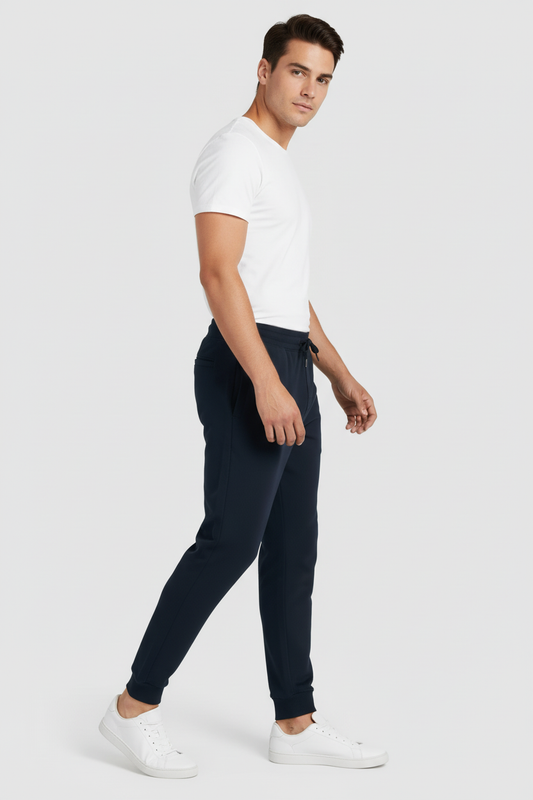 Men Regular Fit Joggers Navy
