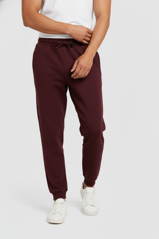 Men Regular Fit Joggers Maroon