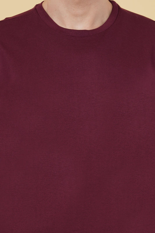 Oversize Solid T shirt - Men Maroon