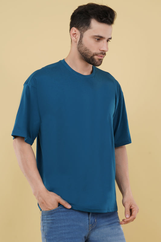 Oversize Solid T shirt - Men Mid Night Blue