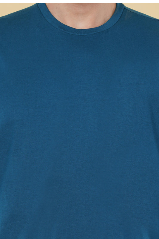 Oversize Solid T shirt - Men Mid Night Blue