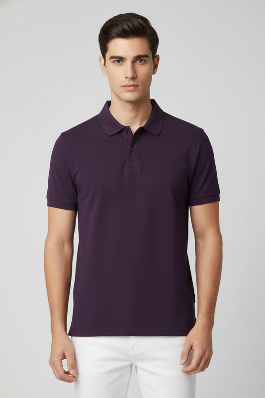 Men Regular Fit Polo T Shirt Purple