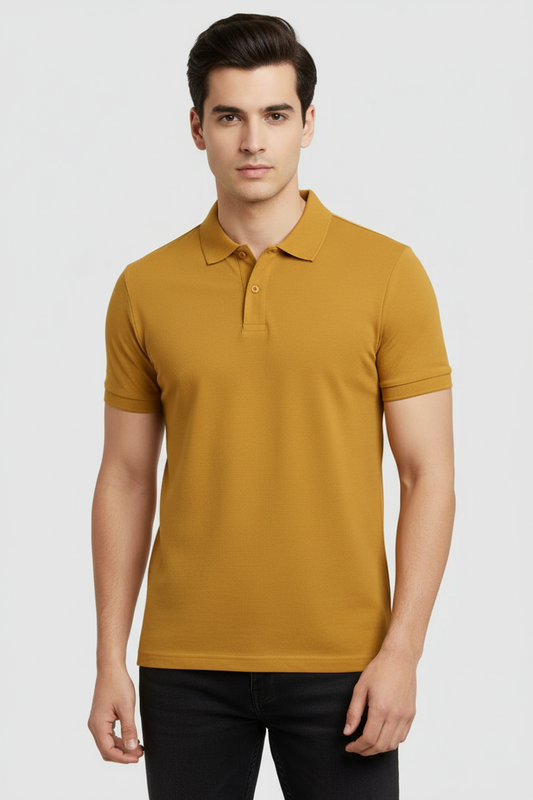 Men Regular Fit Polo T Shirt Yellow