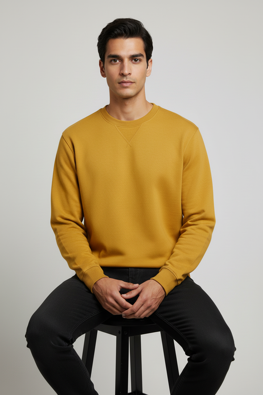Men Regular Fit Sweatshirt Yellow