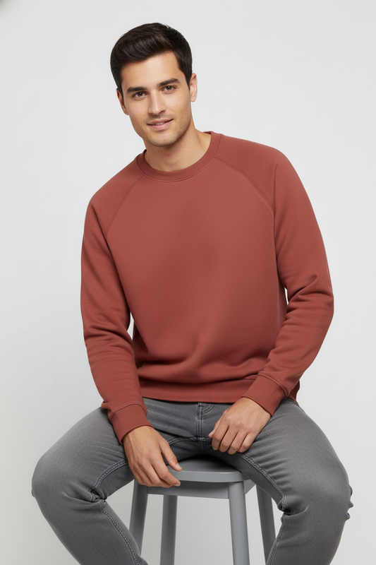 Men Regular Fit Sweatshirt Coral