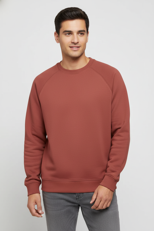 Men Regular Fit Sweatshirt Coral