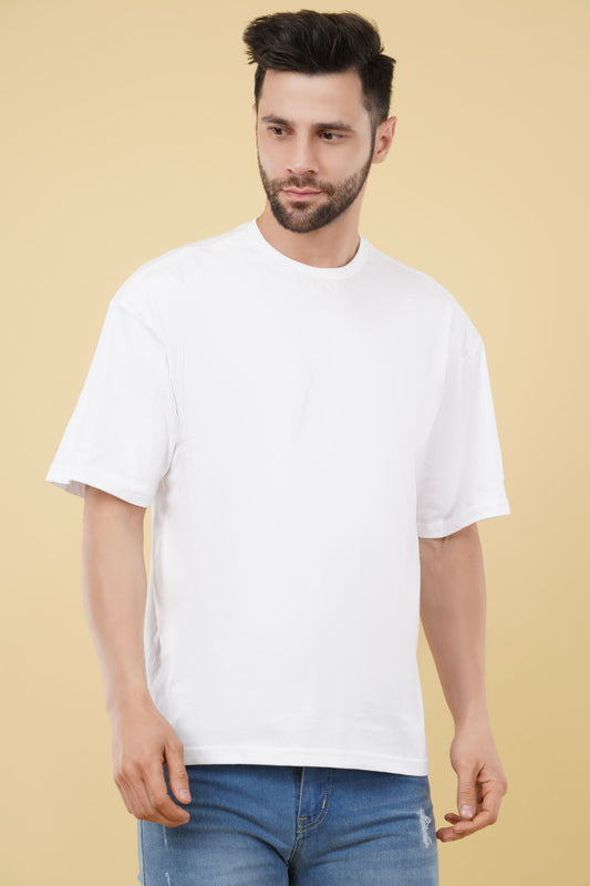 Oversize Solid T shirt - Men White