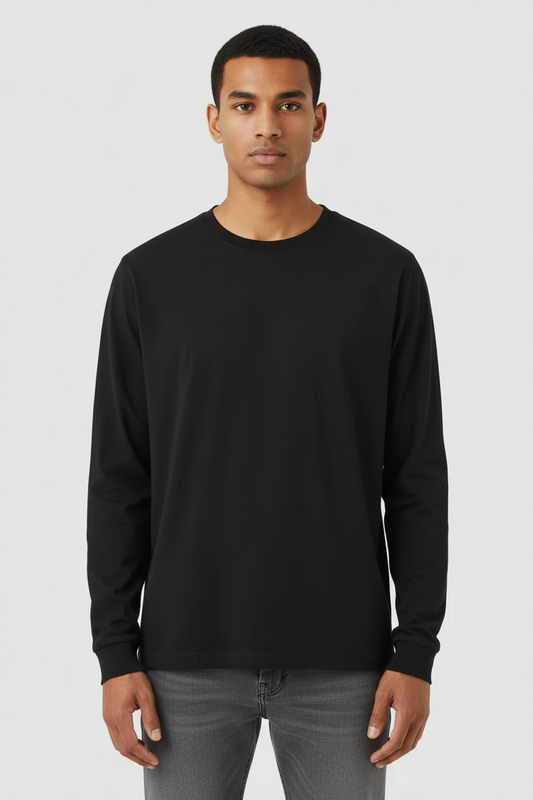 Men Regular Fit Full Sleeve T Shirt Black