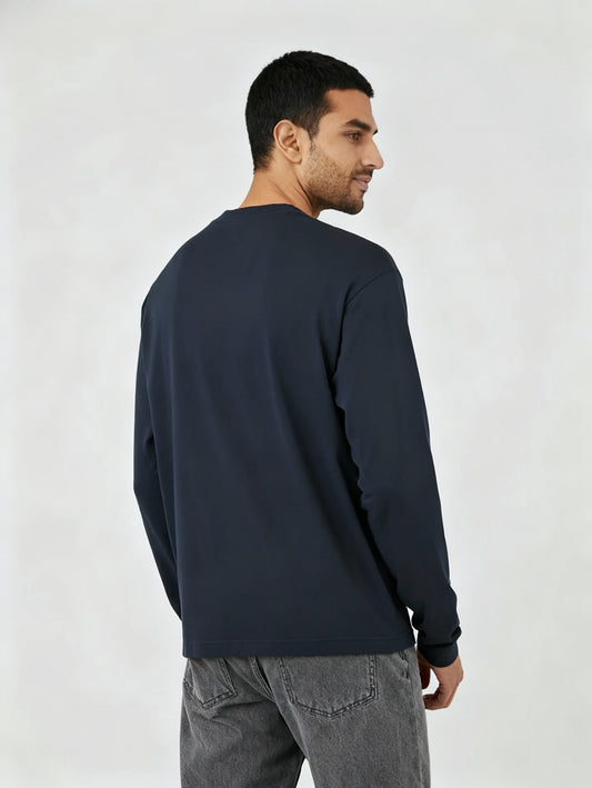 Men Regular Fit Full Sleeve T Shirt Navy