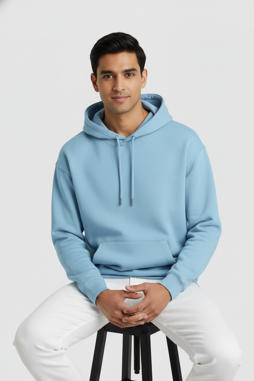 Men Regular Fit Hoodie Cool Blue