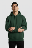 Men Regular Fit Hoodie Bottle Green