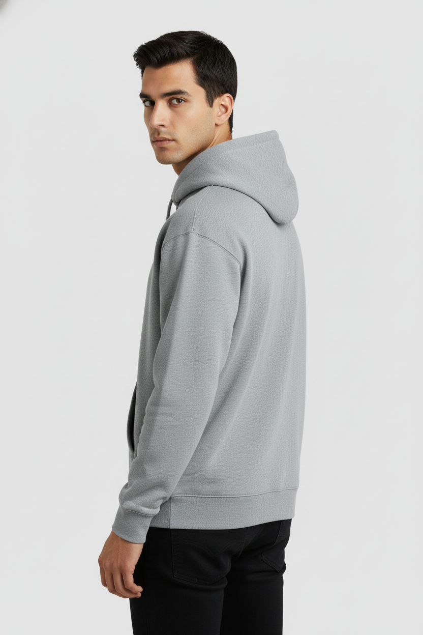 Men Regular Fit Hoodie Grey Melange