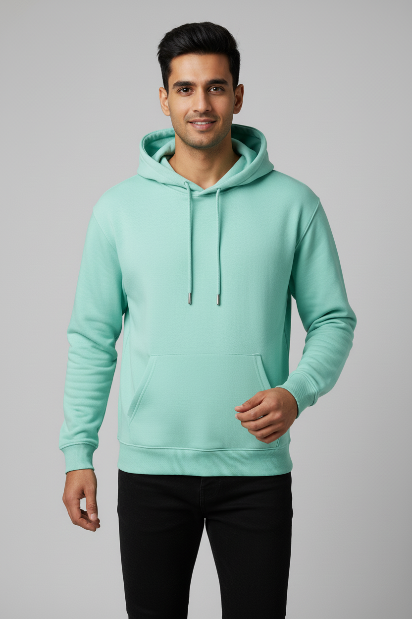 Men Regular Fit Hoodie Mint