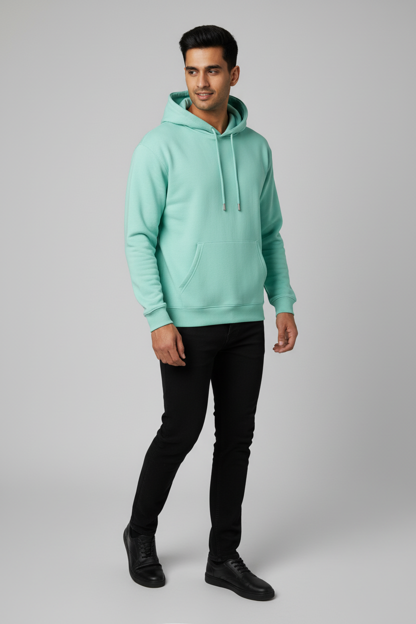 Men Regular Fit Hoodie Mint