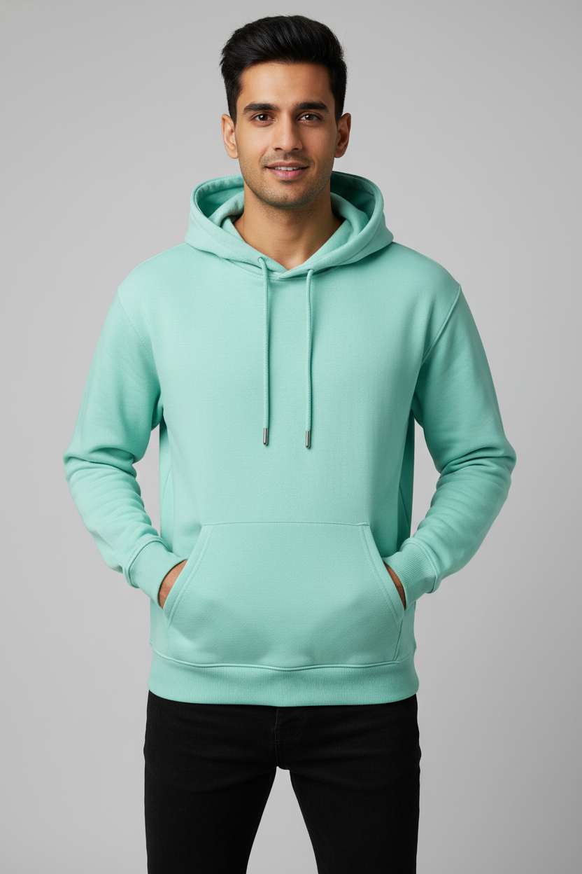 Men Regular Fit Hoodie Mint