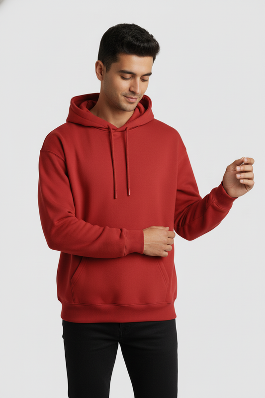 Men Regular Fit Hoodie Red