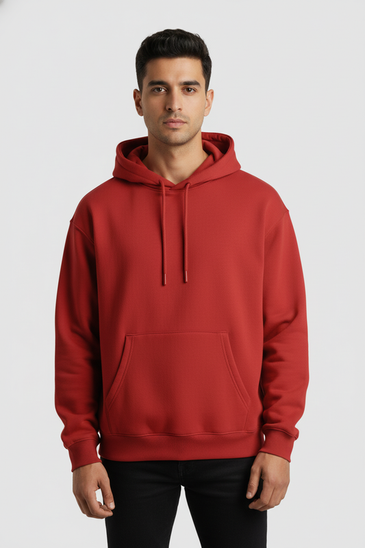 Men Regular Fit Hoodie Red