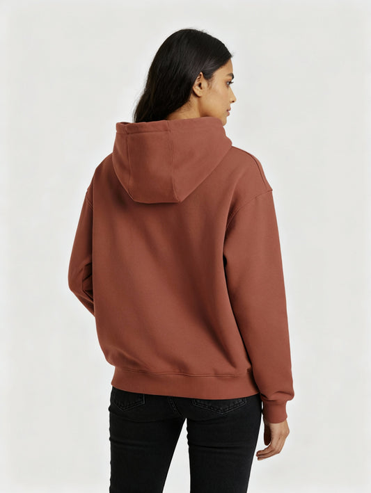 Women Regular Fit Hoodie Coral Red