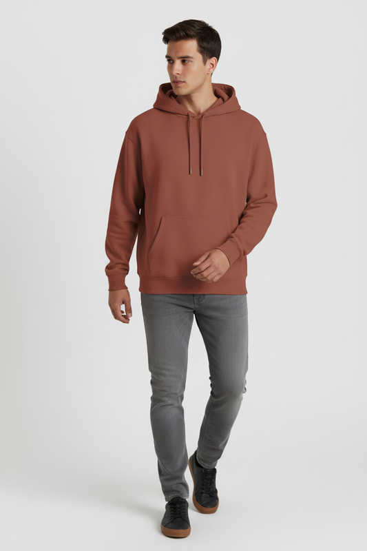 Men Regular Fit Hoodie Coral