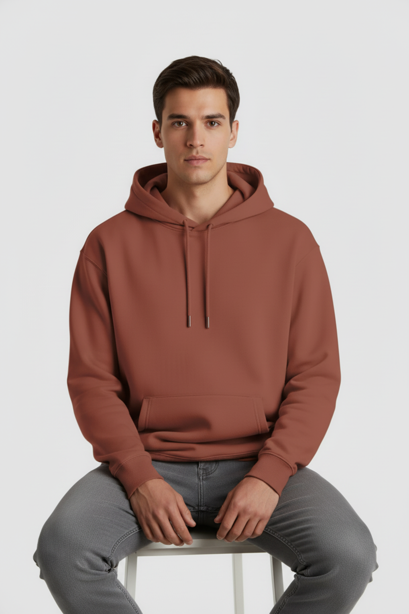 Men Regular Fit Hoodie Coral
