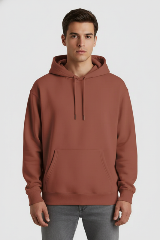 Men Regular Fit Hoodie Coral
