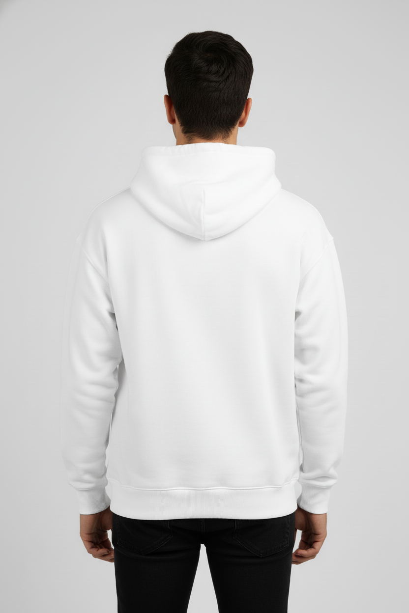 Men Regular Fit Hoodie White
