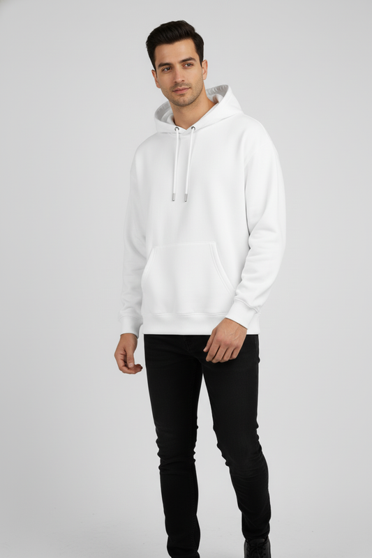 Men Regular Fit Hoodie White