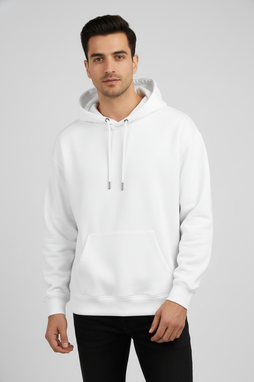 Men Regular Fit Hoodie White