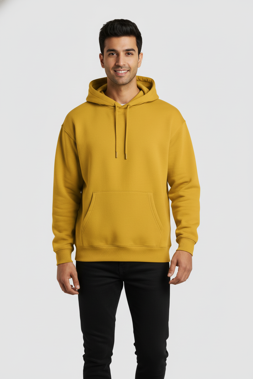 Men Regular Fit Hoodie Yellow