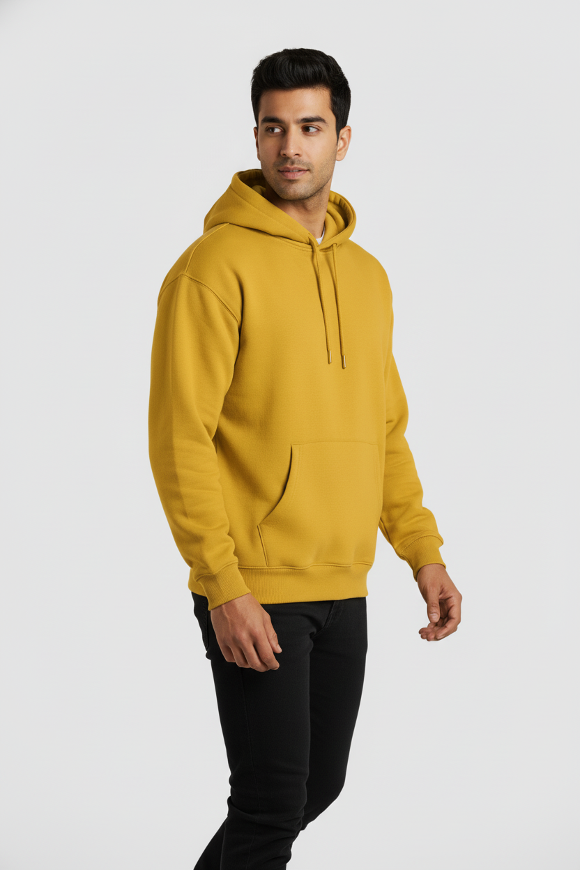 Men Regular Fit Hoodie Yellow