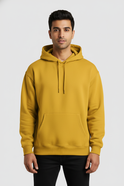 Men Regular Fit Hoodie Yellow