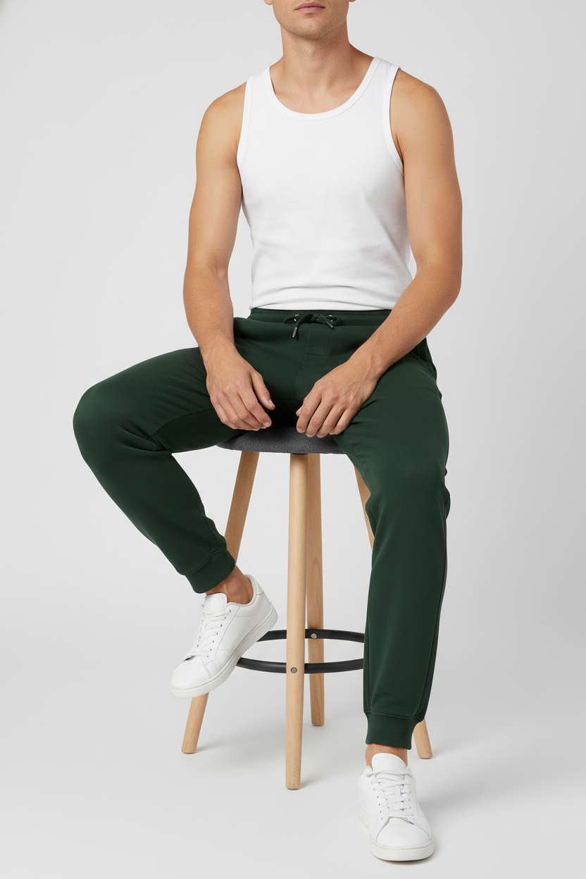 Men Regular Fit  Joggers Bottle Green