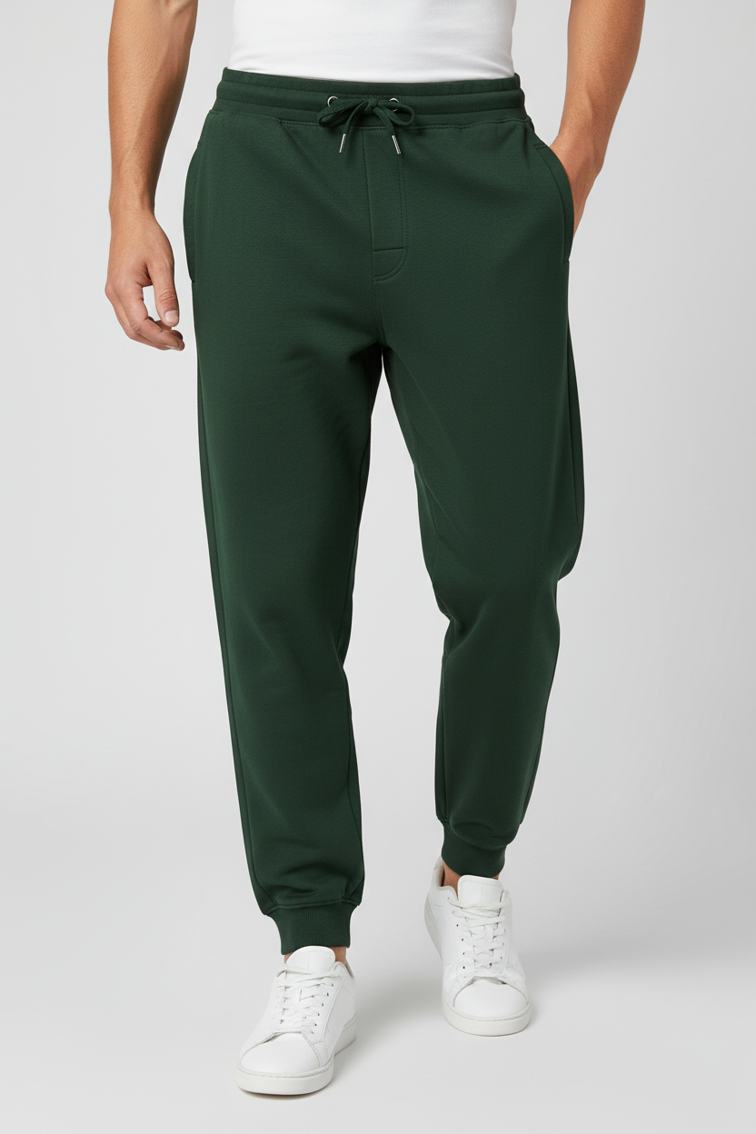 Men Regular Fit  Joggers Bottle Green