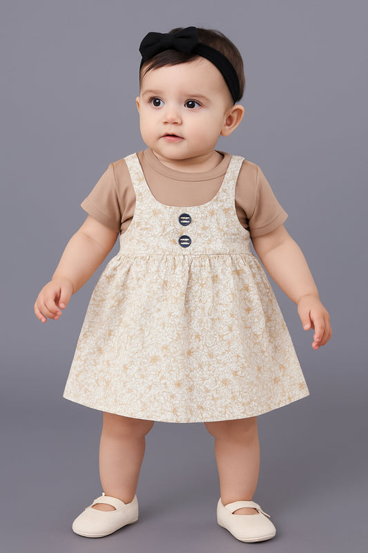 REHOO Baby Cream Brown Frock