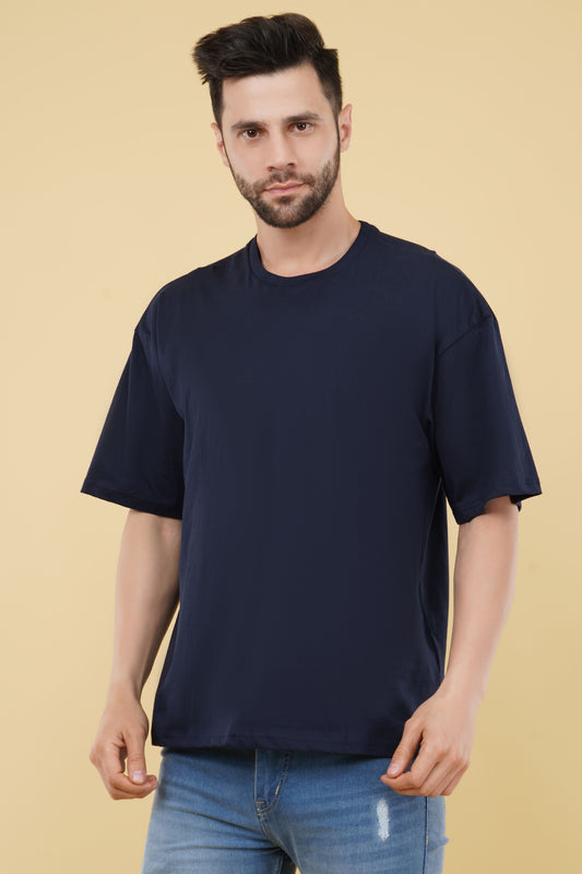 Oversize Solid T shirt - Men Navy