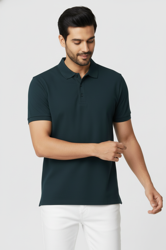 Men Regular Fit Polo T Shirt Bottle Green