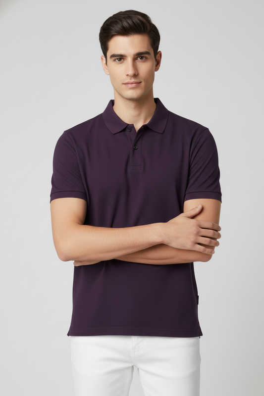 Men Regular Fit Polo T Shirt Purple