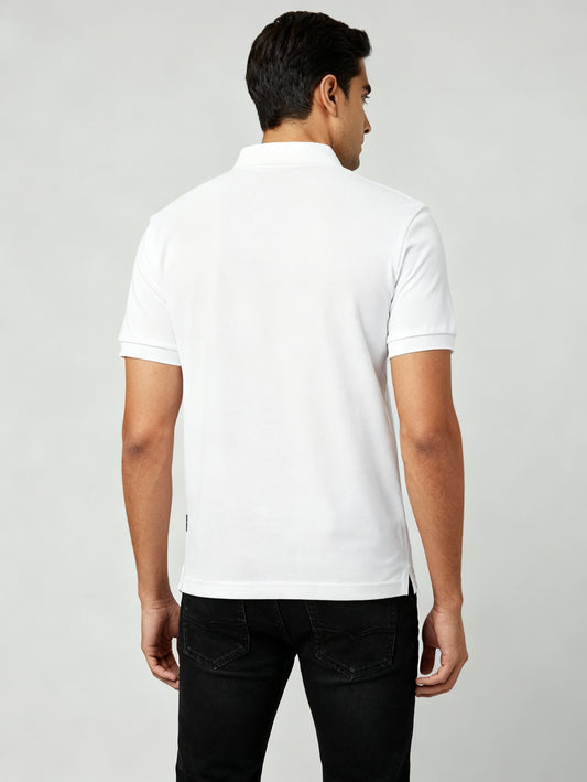 Men Regular Fit Polo T Shirt White