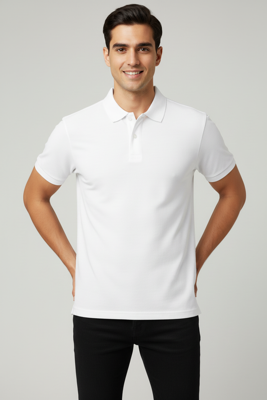 Men Regular Fit Polo T Shirt White