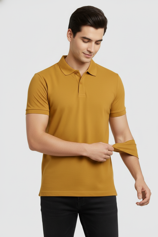Men Regular Fit Polo T Shirt Yellow